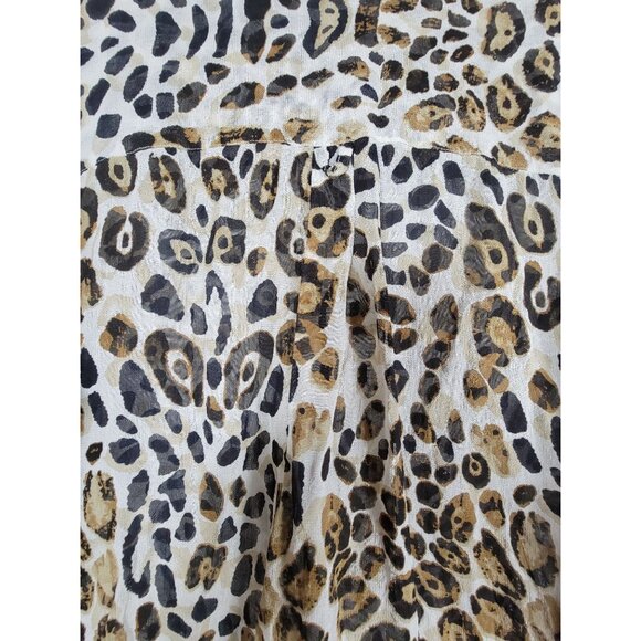 Kyla Seo Womens Leopard Print Button-Up Tunic Dress/Top Large Long Sleeve Brown - Picture 6 of 9